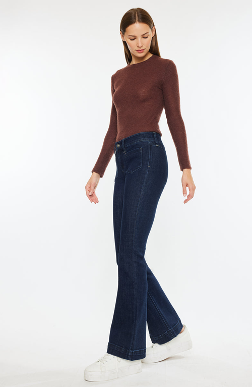 Kancan Star Mid Rise Bootcut Jeans In Blue