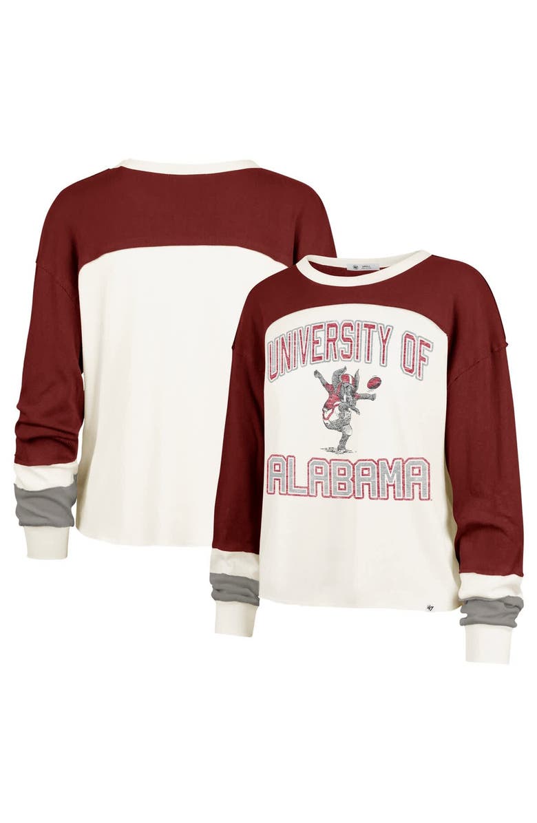 '47 Women's '47 Cream Alabama Crimson Tide Double Header Curve Raglan Long Sleeve T-Shirt, Main, color, Cream