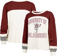 '47 Women's '47  Cream Alabama Crimson Tide Double Header Curve Raglan Long Sleeve T-Shirt