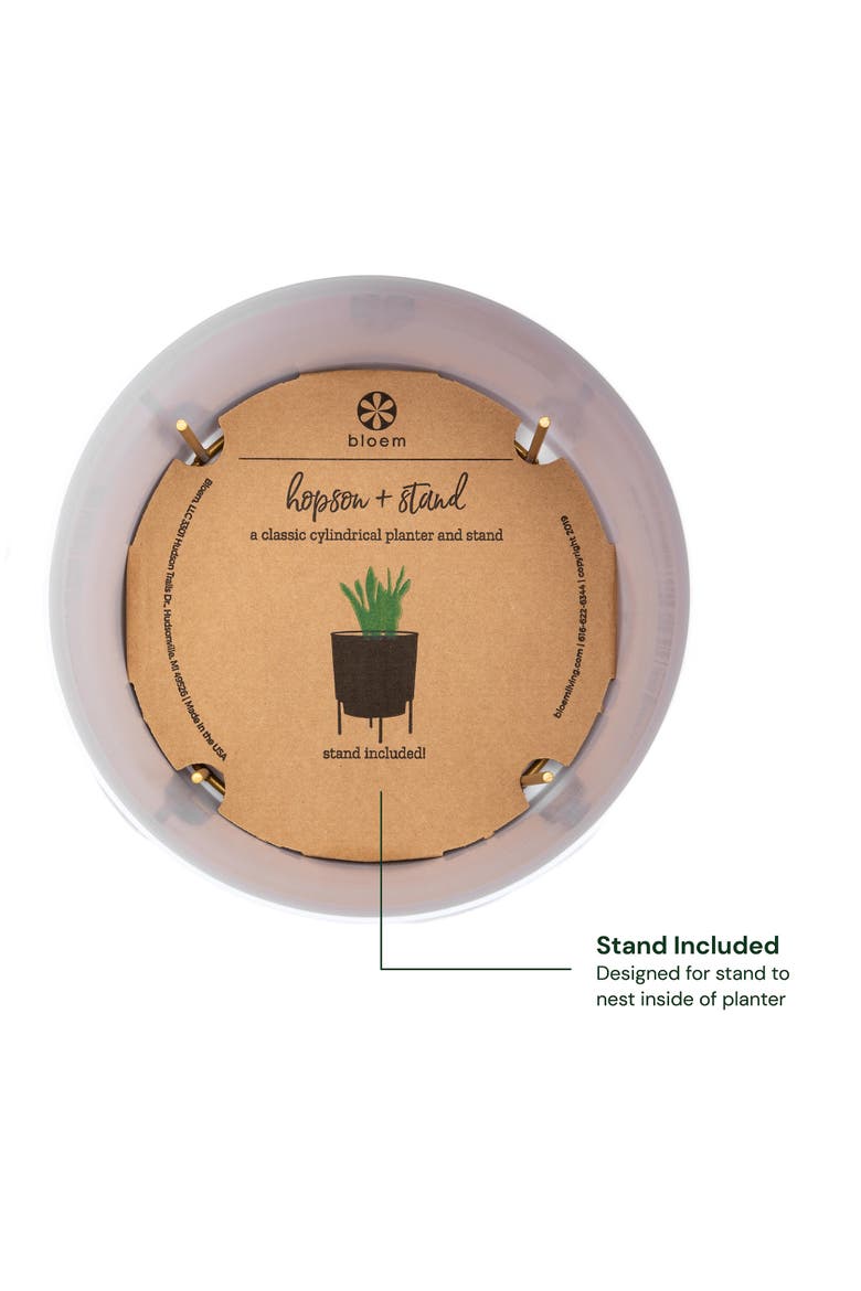 6 Inch Hopson Round Planter with Gold Metal Stand, Casper White, Alternate, color, White