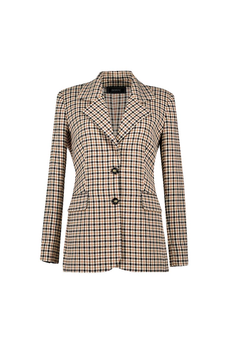 IVONNE Checked Two Button Blazer, Alternate, color, Beige