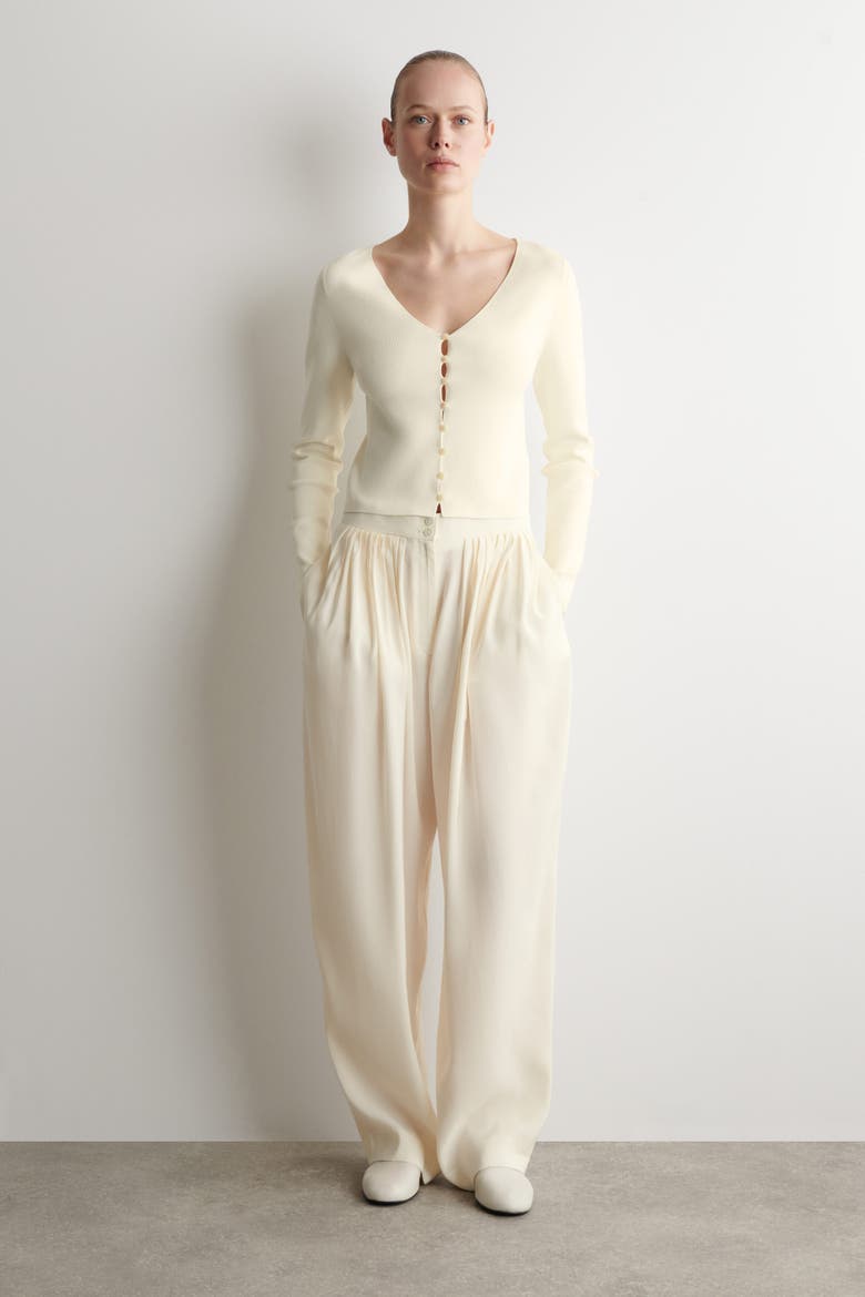 Minimal Knitted V-neck Cardigan, Alternate, color, IVORY