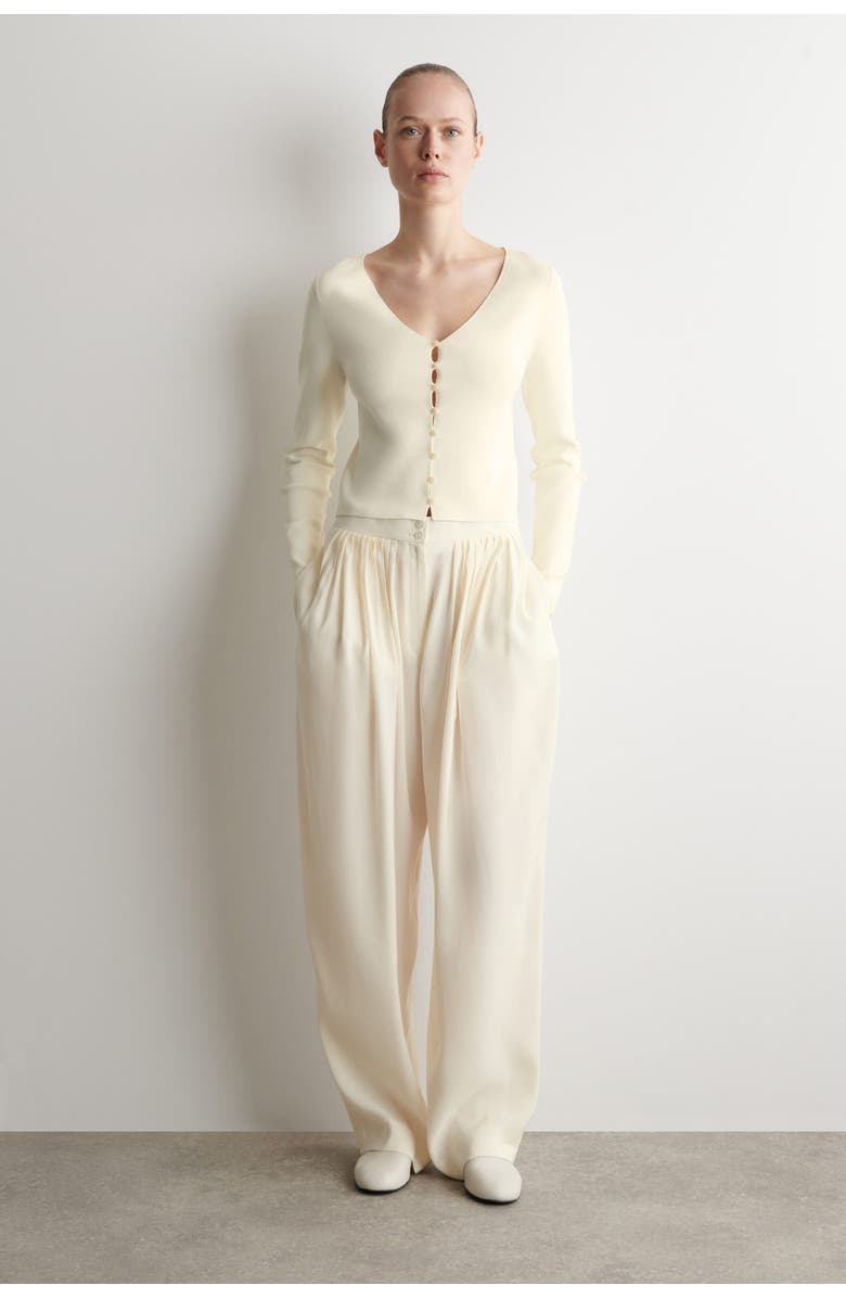 COS Minimal Knitted V-neck Cardigan, Alternate, color, Ivory