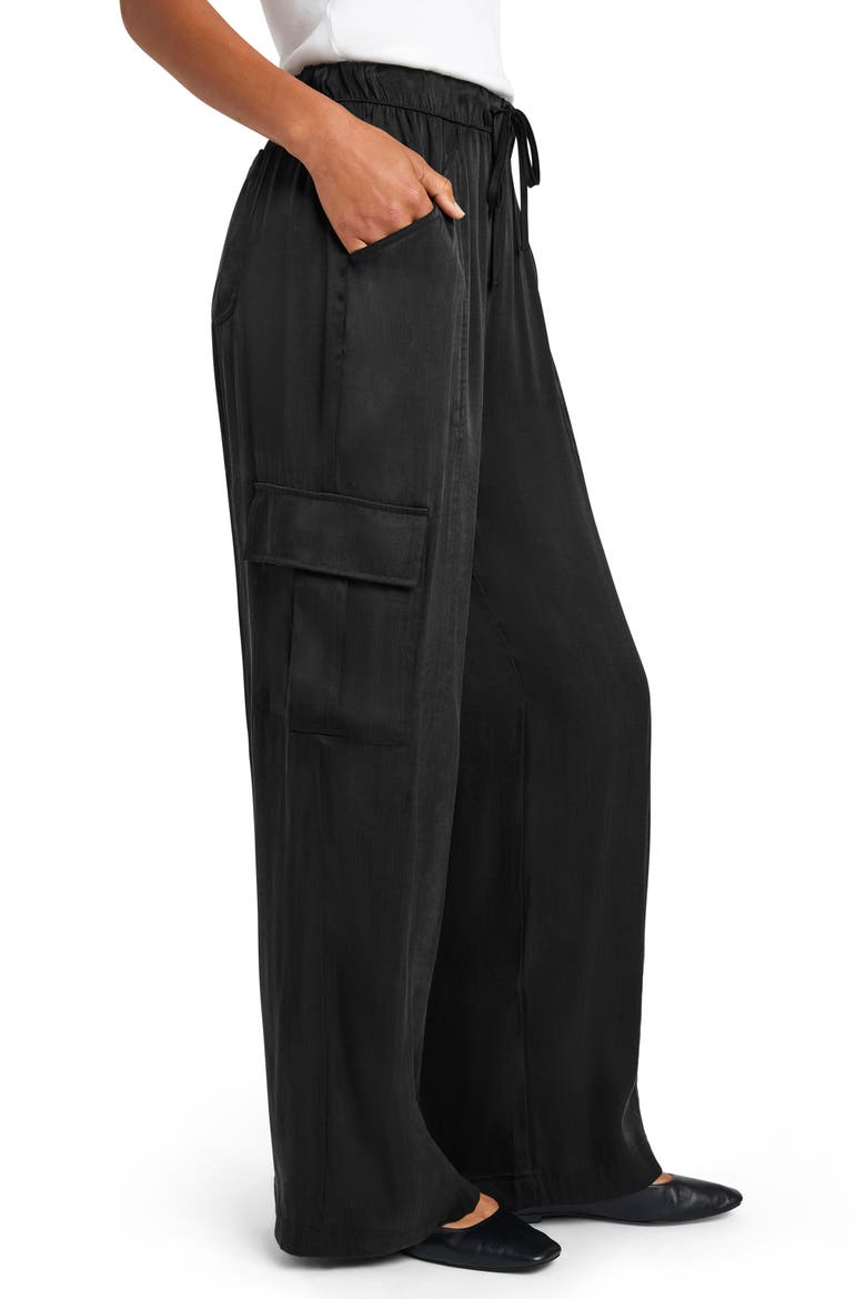 Savannah Wide Leg Sateen Pants, Alternate, color, BLACK