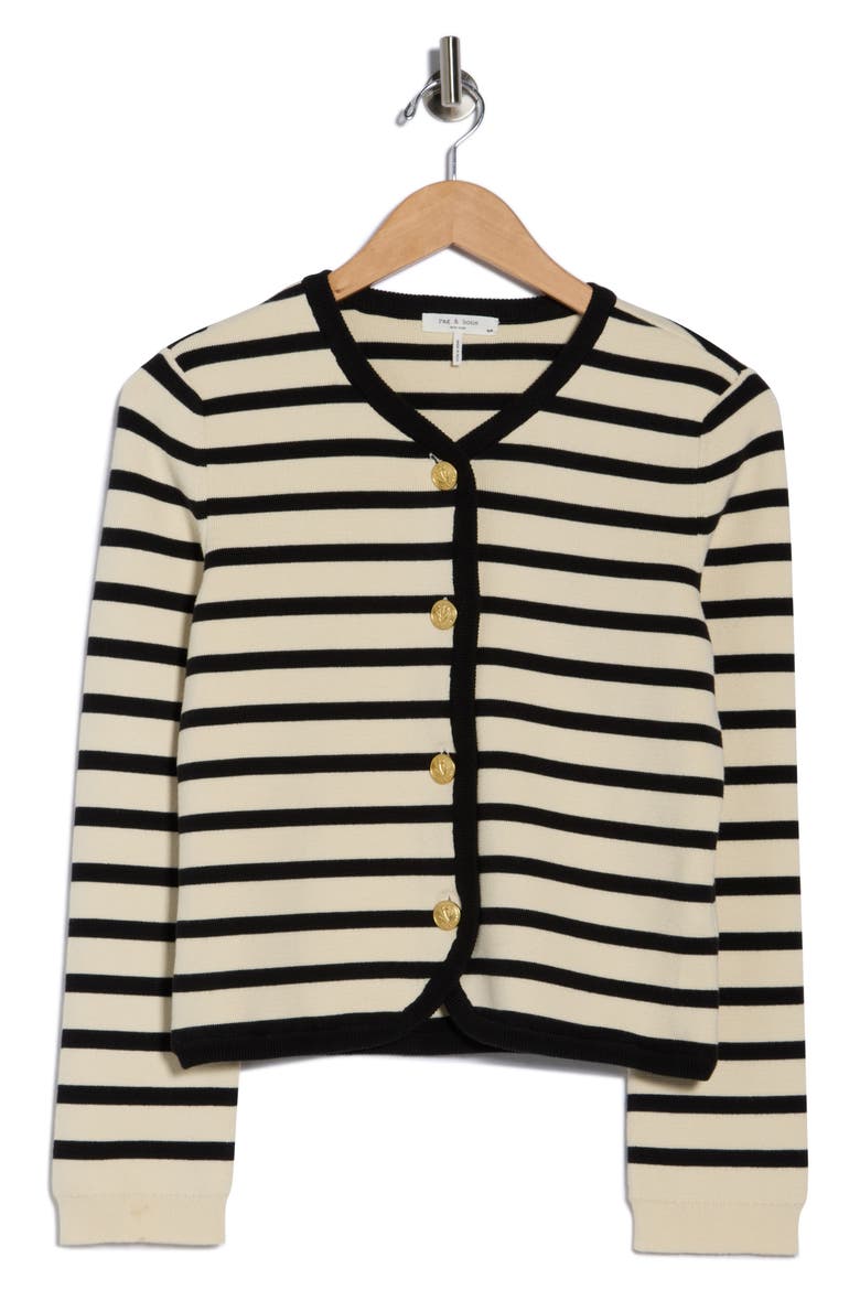 Dee Stripe Cardigan, Alternate, color, BLACK STRIPE