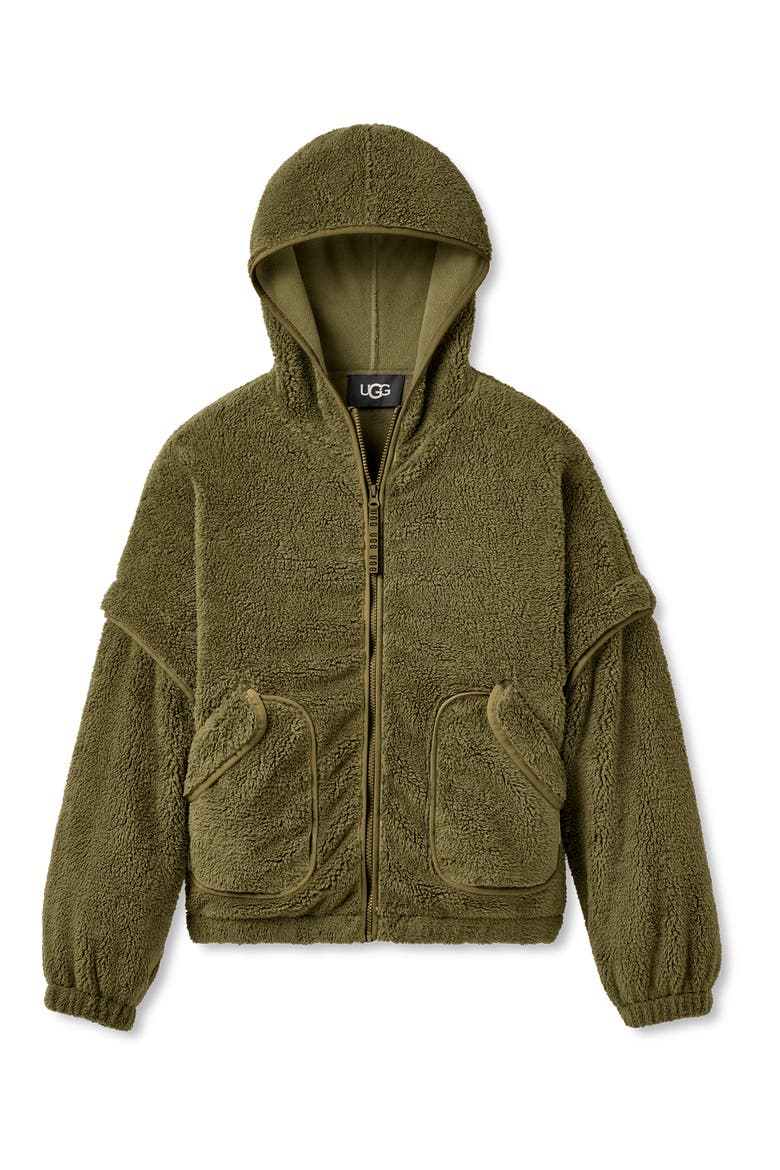 Mariella UGGfluff Zip Hoodie, Main, color, BURNT OLIVE