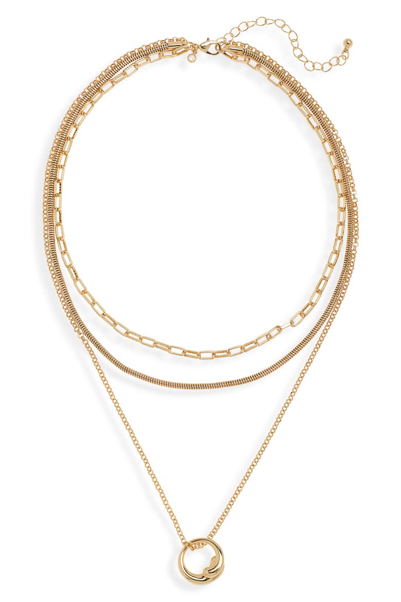 Layered Chain Necklace, Main, color, GOLD