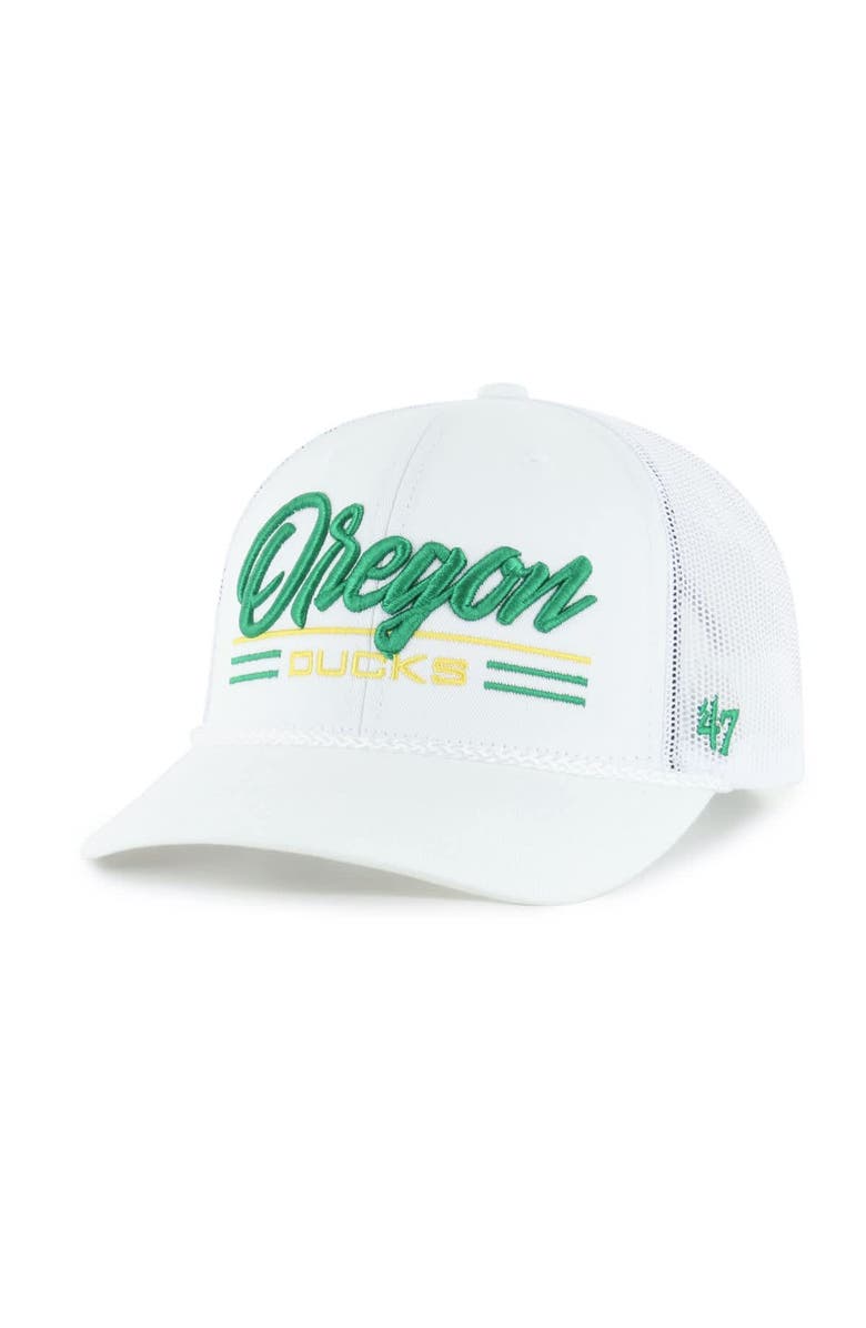 '47 Men's '47 White Oregon Ducks Garner Rope Trucker Adjustable Hat, Main, color, 