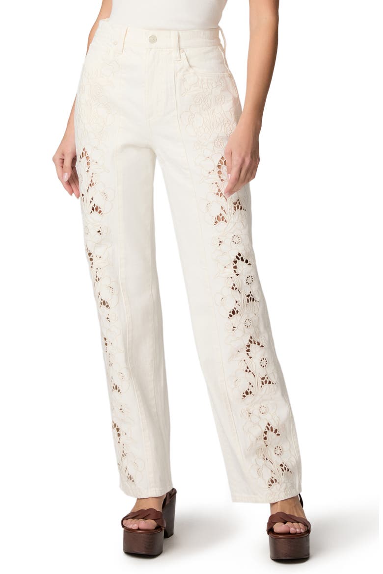 Sawyer Embroidered Straight Leg Jeans, Main, color, TONAL ECRU EMBROIDERED