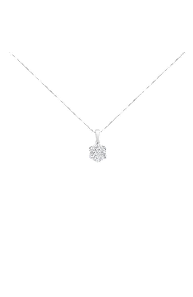 Haus of Brilliance 14K White Gold 1 cttw Brilliant Diamond 7 Stone Flower Pendant Necklace, Alternate, color, White
