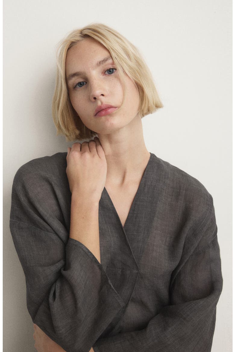 Ramie Caftan, Alternate, color, CHARCOAL