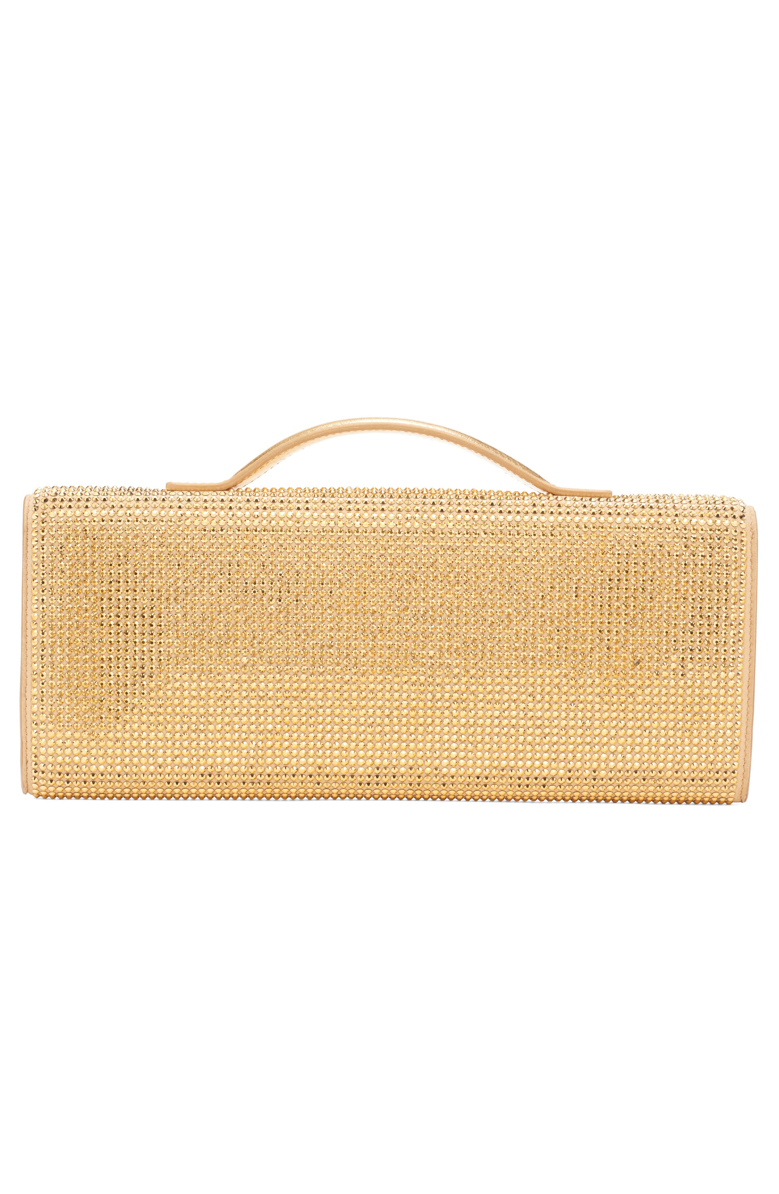 Bottega Veneta Long Andiamo Crystal Embellished Clutch, Alternate, color, 9776 Porridge / Gold
