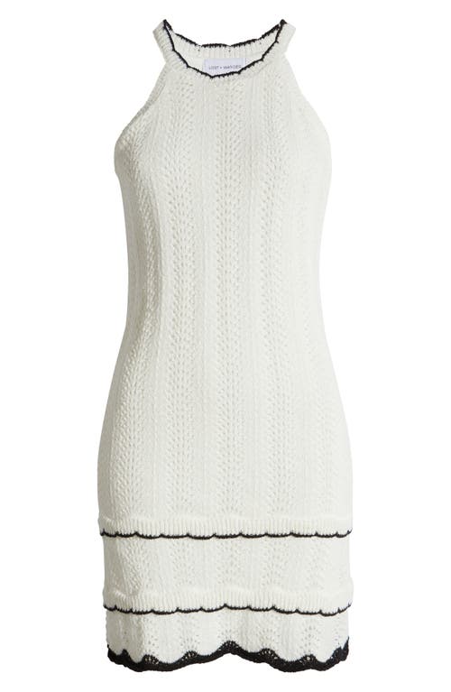 Lost + Wander Sophia Halter Neck Sleeveless Sweater Dress In Off-white-black