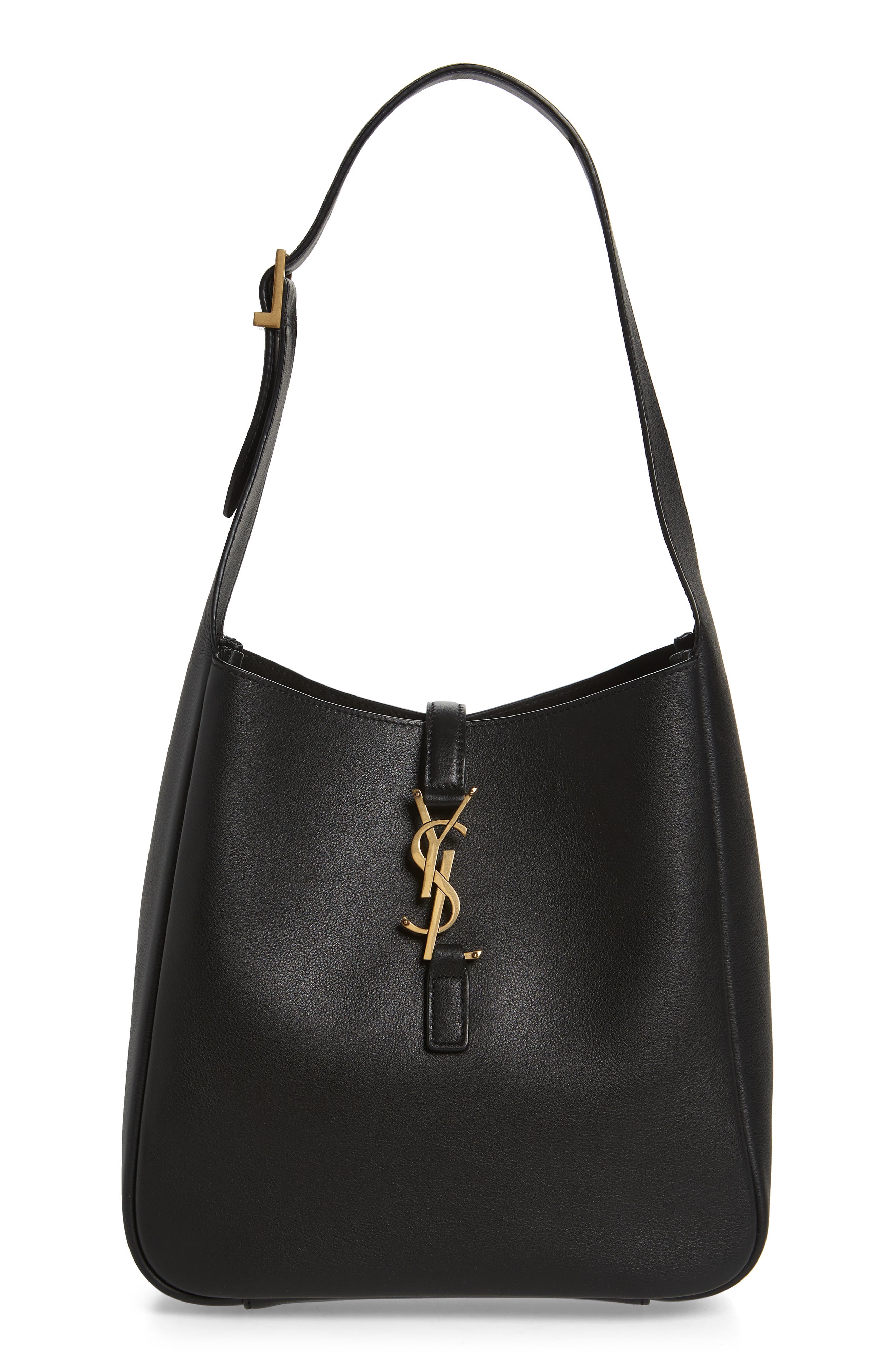 Saint Laurent Small Le 5 à 7 Leather Hobo, Main, color, 