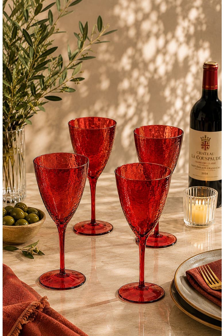 Set of 4 Aperitivo Red Wine Glasses, Alternate, color, RED