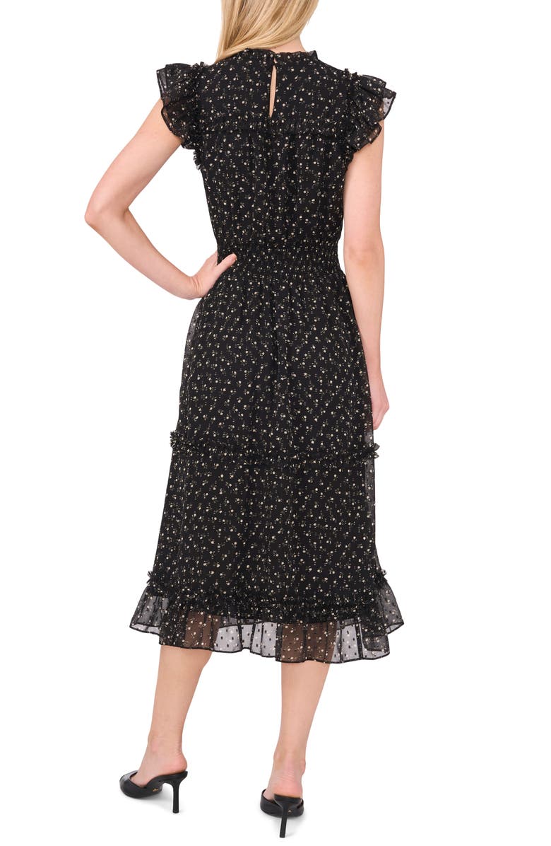 CeCe Floral Ruffle Smocked Midi Dress, Alternate, color, 
