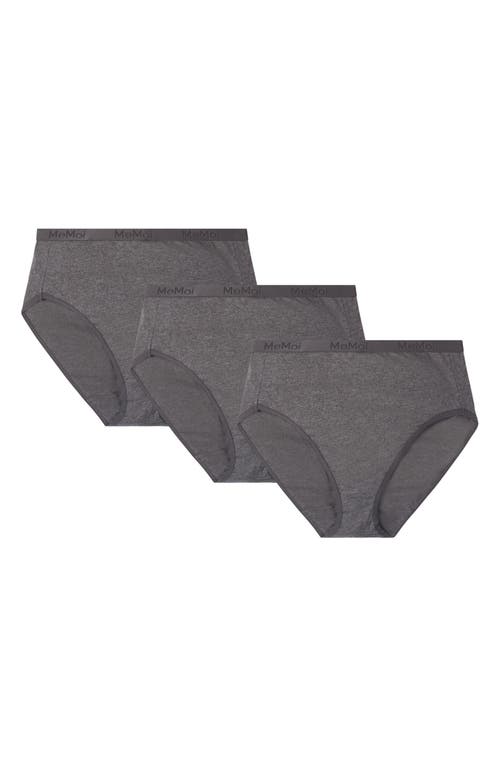 Memoi Stretch Cotton 3-pack Briefs In Gray