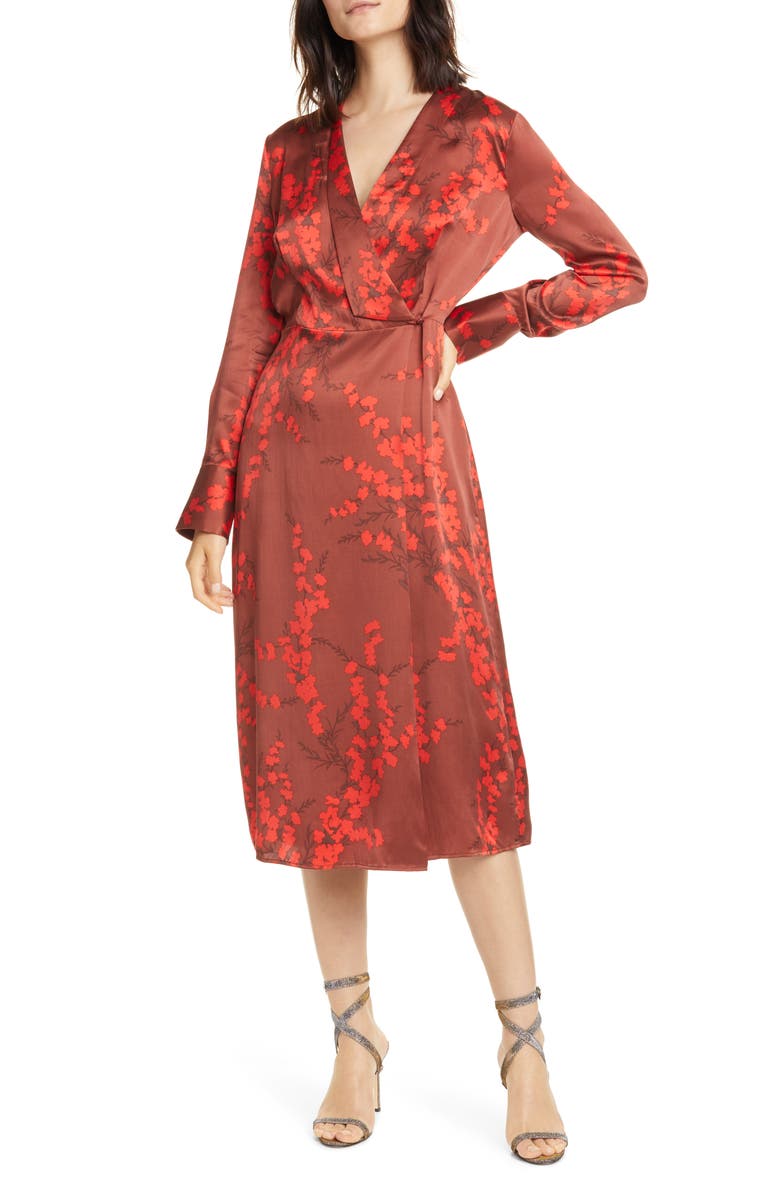 Equipment Willow Faux Wrap Silk Midi Dress, Main, color, 