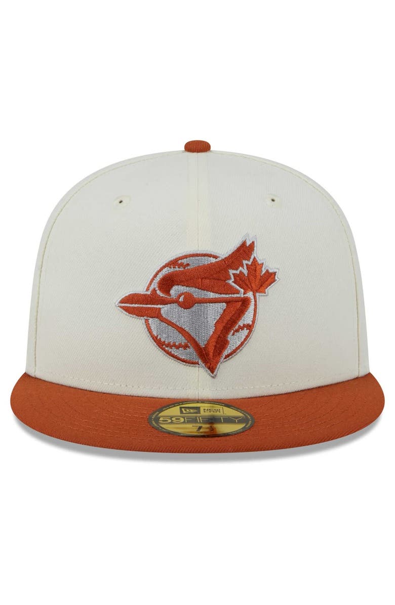 New Era Men's New Era Cream/Orange Toronto Blue Jays 59FIFTY Fitted Hat, Alternate, color, 