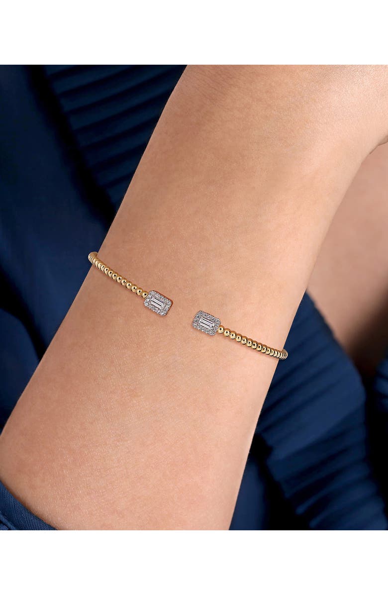 Gabriel & Co. Bujukan Diamond Baguette Beaded Cuff Bracelet, Alternate, color, Gold