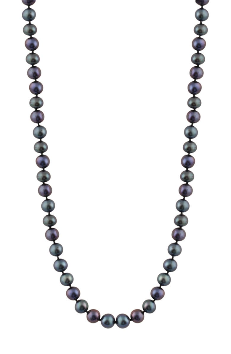SPLENDID PEARLS 6mm Black Freshwater Pearl Necklace, Main, color, 