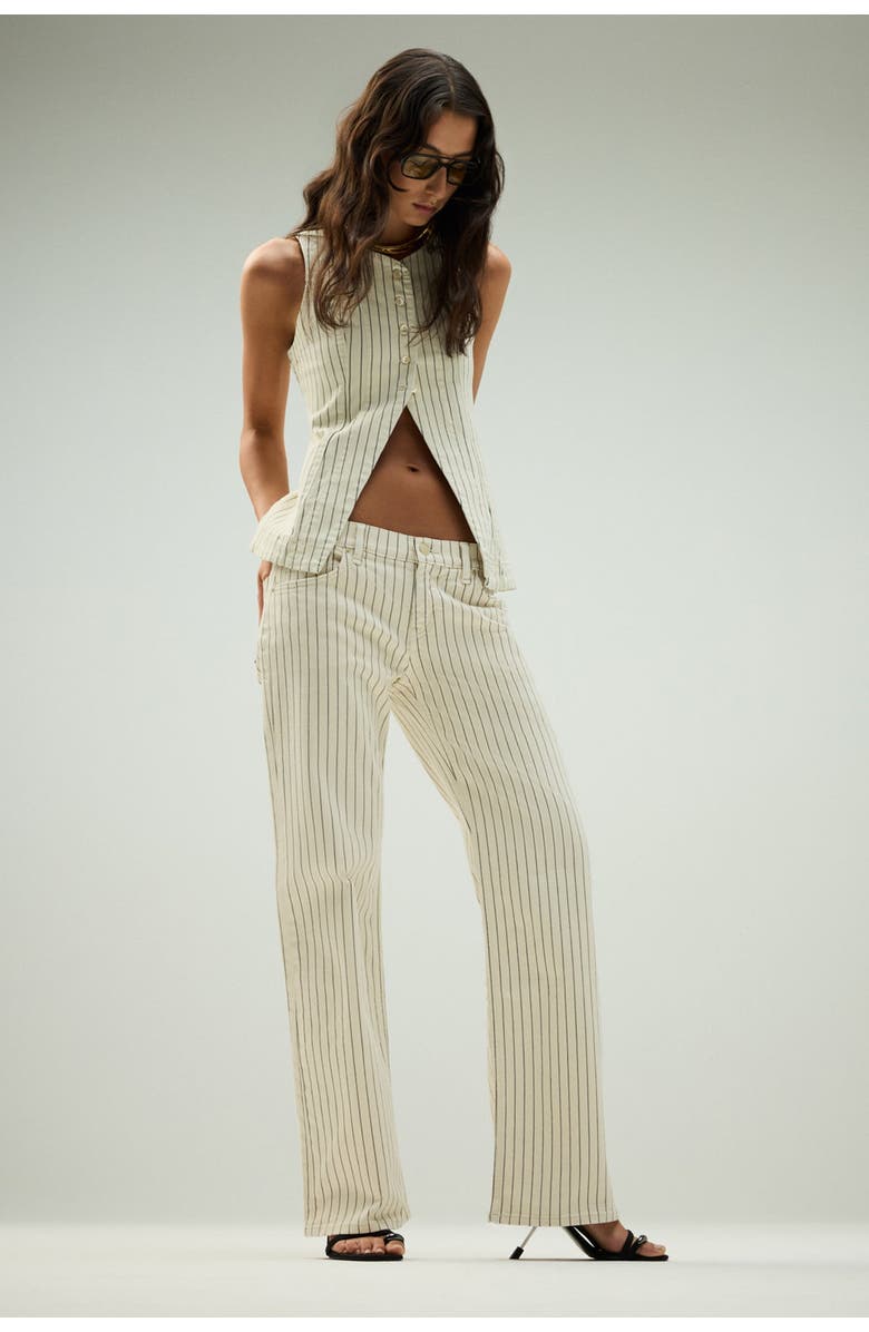 Hudson Jeans Remi High-Rise Straight Full Length, Main, color, Ecru Stripe