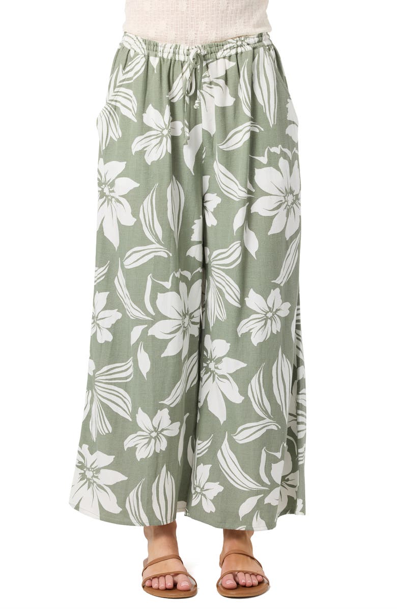 O'Neill Rosalie Floral Wide Leg Ankle Pants, Main, color, Sea Spray