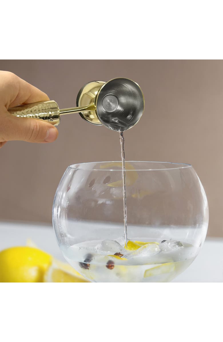 FINAL TOUCH 4 Piece Bar Tool Set with Stand - Brass Metal Handles, Alternate, color, Gold