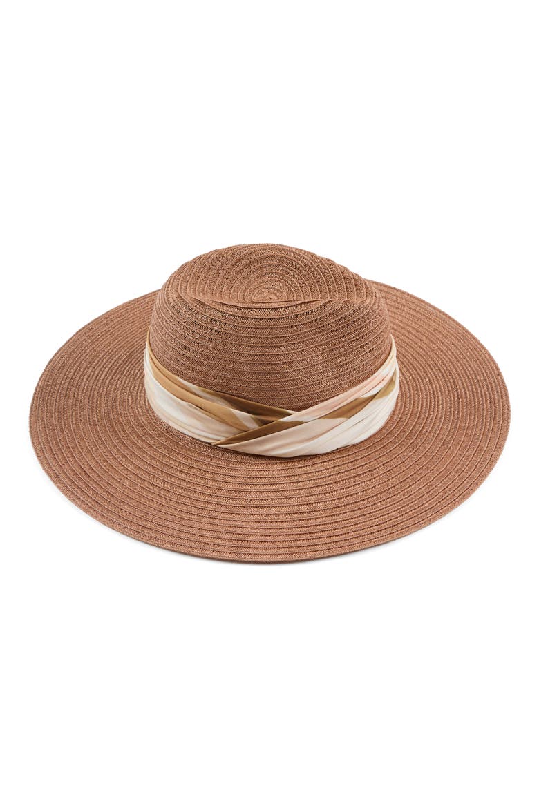 Emmanuelle Wide Brim Packable Fedora, Alternate, color, FAWN