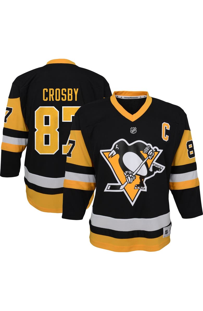 Outerstuff Youth Sidney Crosby Black Pittsburgh Penguins Captain Patch Home Replica Player Jersey, Main, color, 