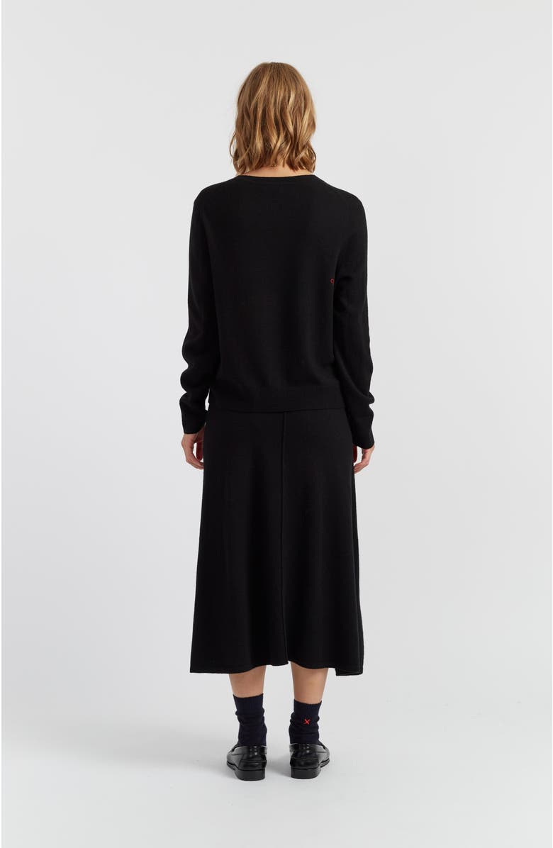 Chinti & Parker Wool-Cashmere Crewneck Dancing Snoopy Sweater, Alternate, color, Black