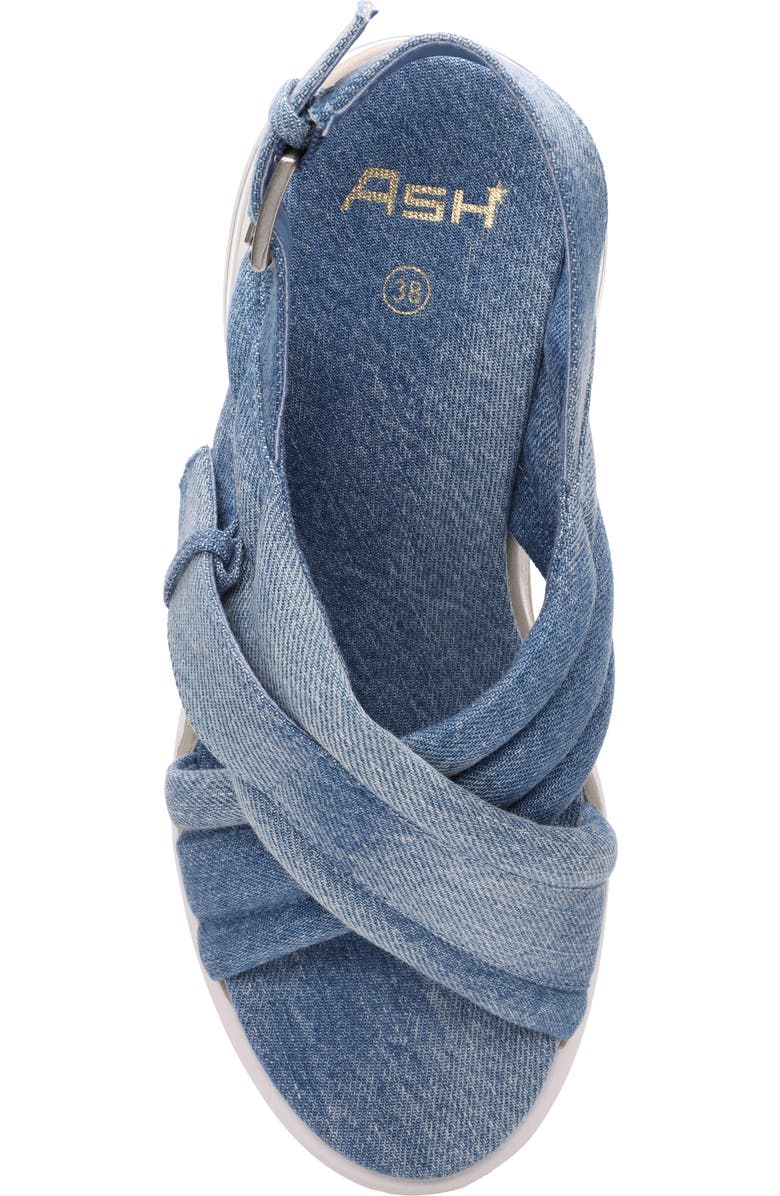 Ash Delia Slingback Denim Wedge Sandal, Alternate, color, Dark Blue