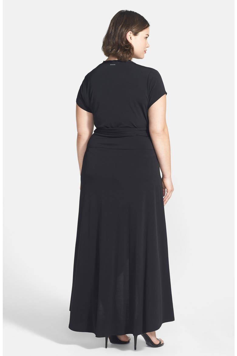 High/Low Faux Wrap Maxi Dress, Alternate, color, BLACK