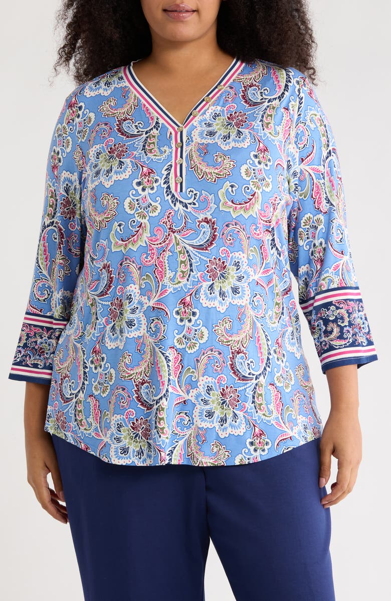 RUBY RD Novelty Print Stripe Top, Main, color, 