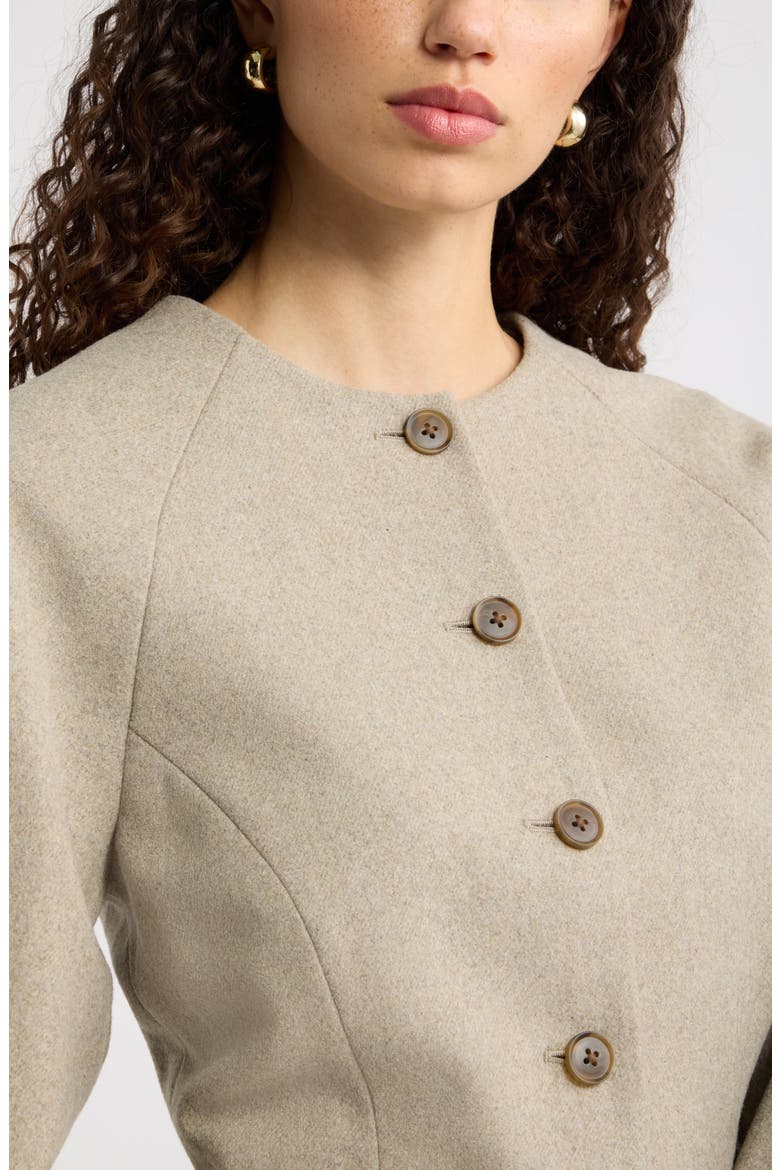 Collarless Sculpted Jacket, Alternate, color, BEIGE HEATHER