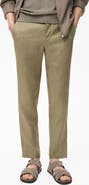 MANGO Slim Fit Flat Front Linen Pants
