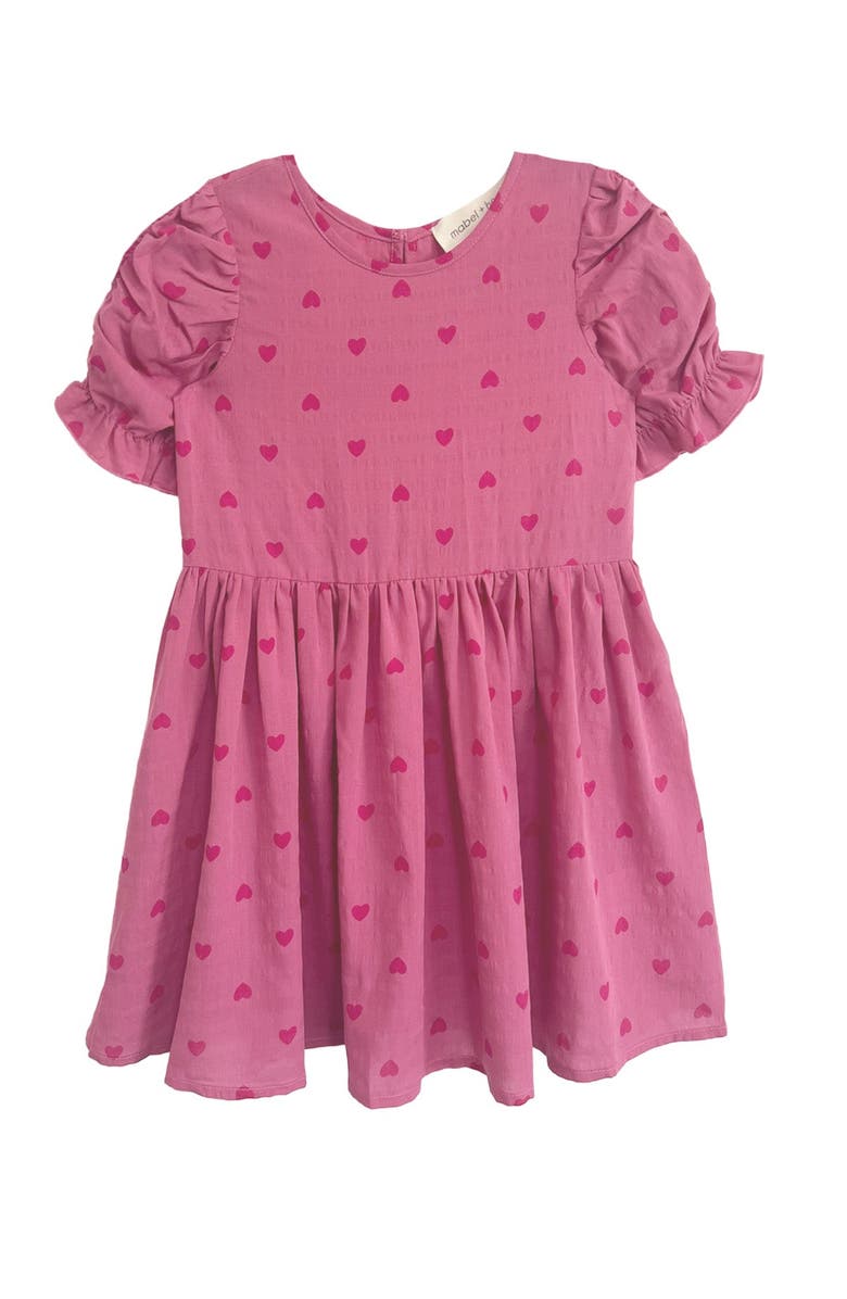 Mabel + Honey Perfect in Pink Hearts Short Sleeve Dress, Main, color, Pink