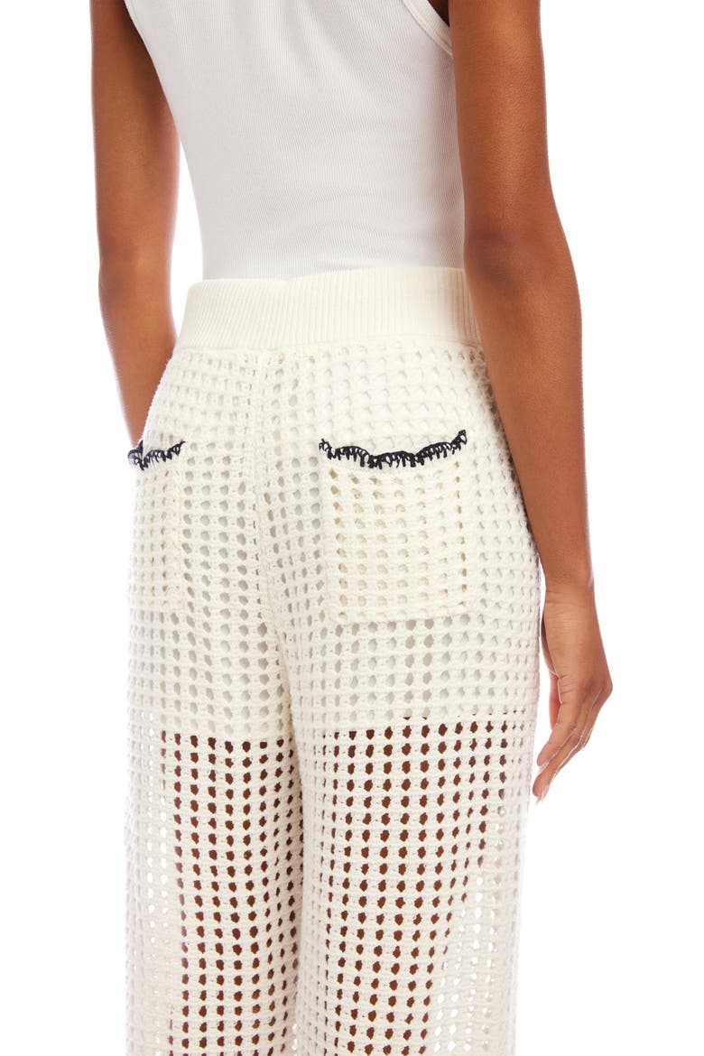 Gianna Open Knit Straight Leg Pants, Alternate, color, OFF WHITE/ NAVY
