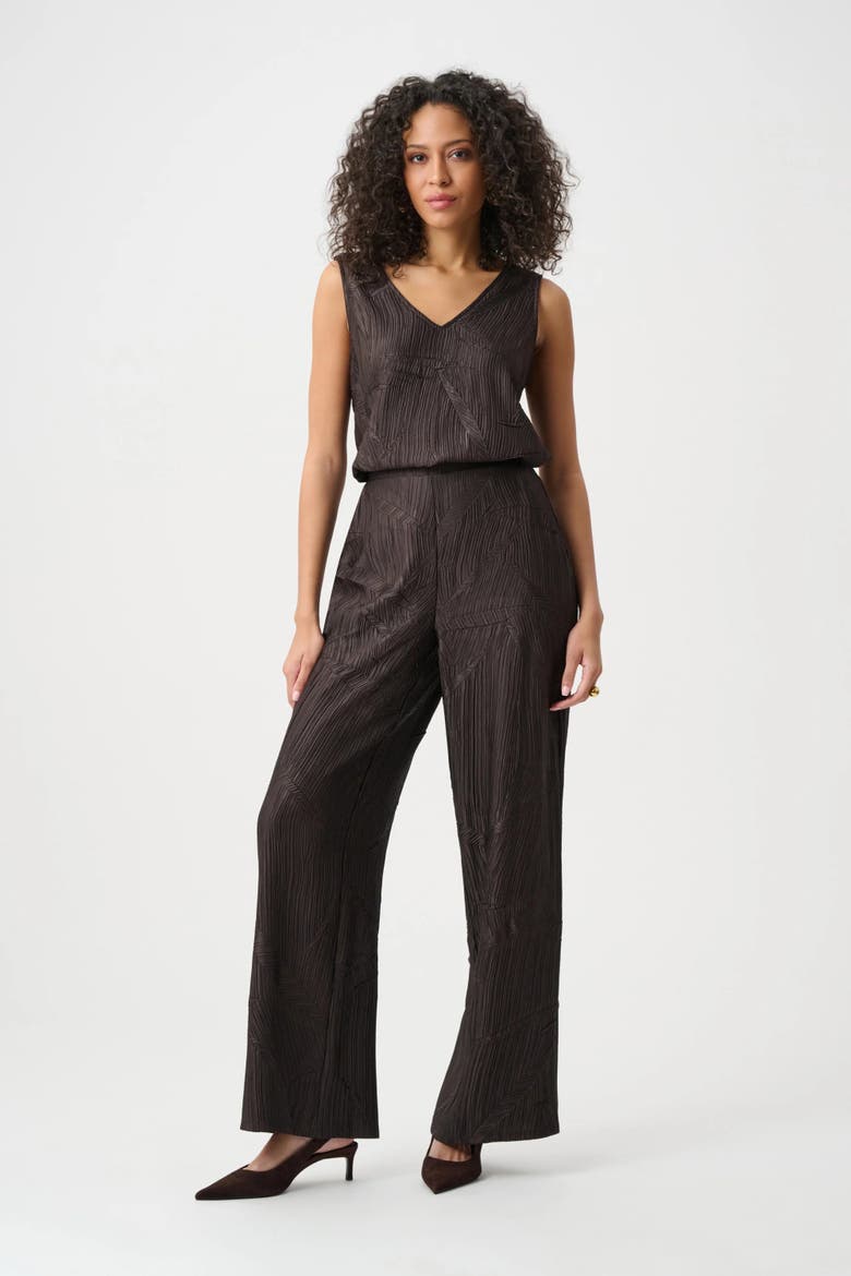 Pleated Satin Flared V-Neck Top, Alternate, color, mocha