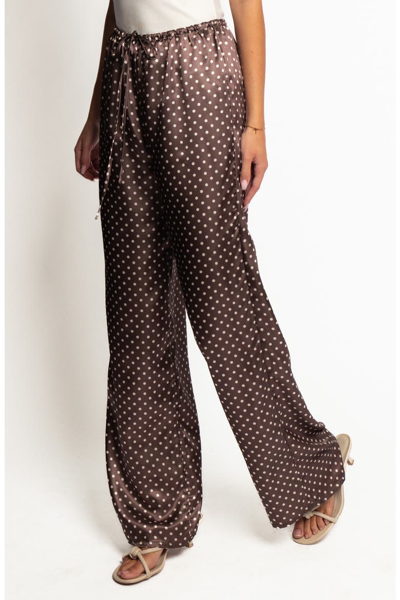 Alima Dot Wide Leg Satin Pants, Alternate, color, BROWN POLKA DOT