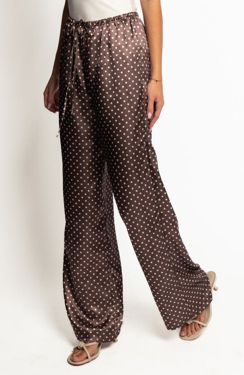 Petal And Pup Petal & Pup Alima Dot Wide Leg Satin Pants In Brown