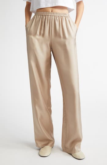 gather satin pants – louren store