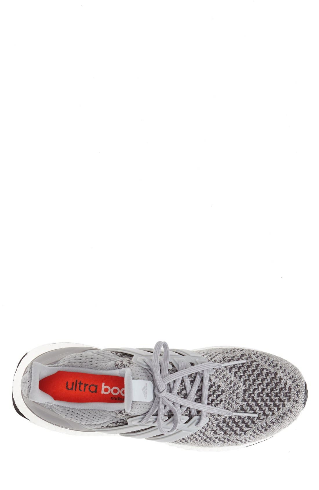UltraBoost Running Shoe, Alternate, color, GREY/ SILVER/ SOLAR RED