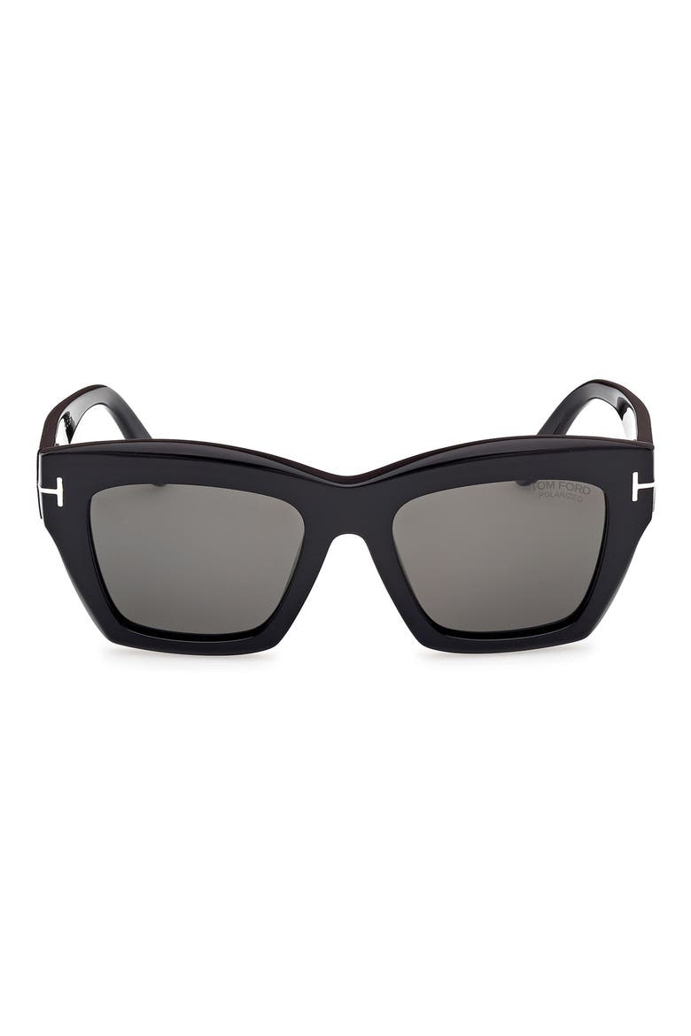 Luna 52mm Butterfly Sunglasses, Main, color, SHINY BLACK/ ECO/ LENSES