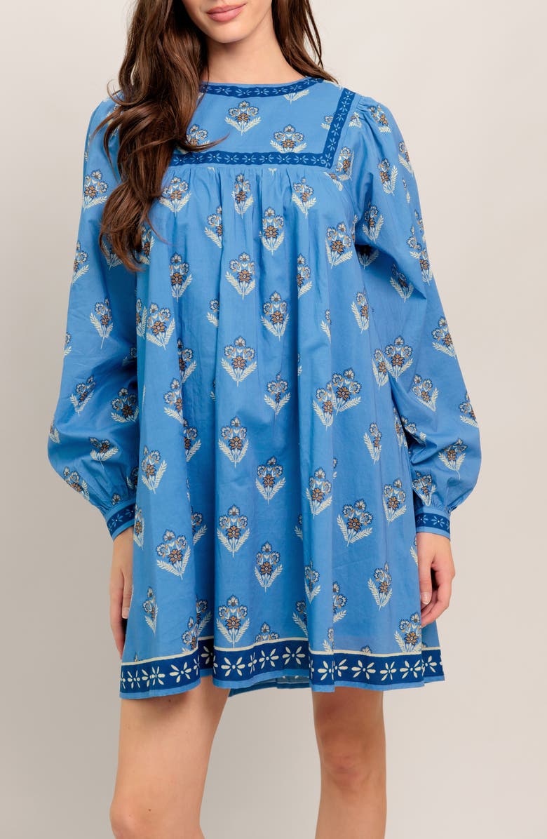 FLYING TOMATO Long Sleeve Minidress, Alternate, color, Blue