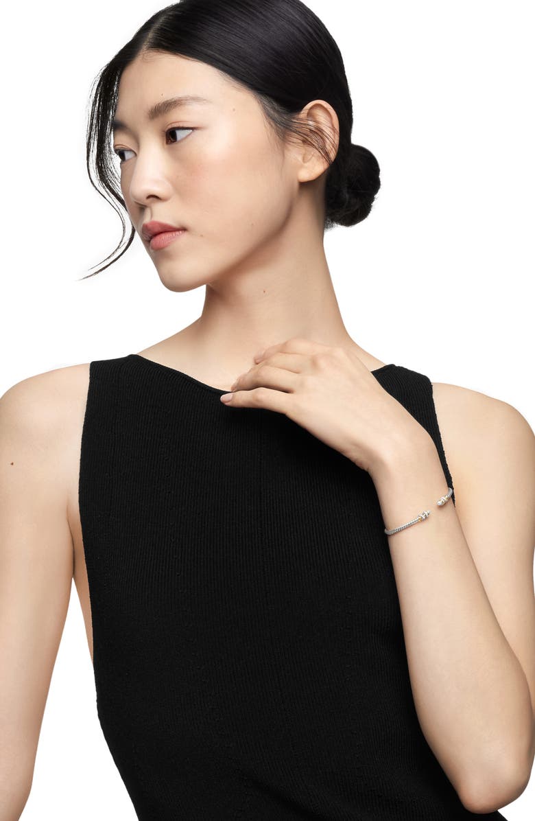 David Yurman Petite Helena Classic 18k Gold 
Diamond Cable Bracelet, 3mm, Alternate, color, Diamond/ Silver