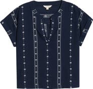 Lucky Brand Floral Stripe Woven Shirt