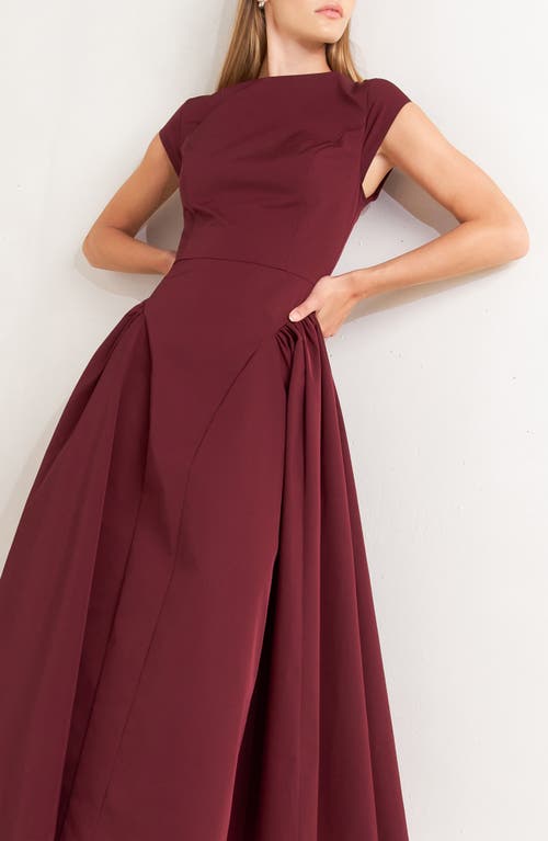 Freemarket Fit & Flare Midi Dress In Burgundy