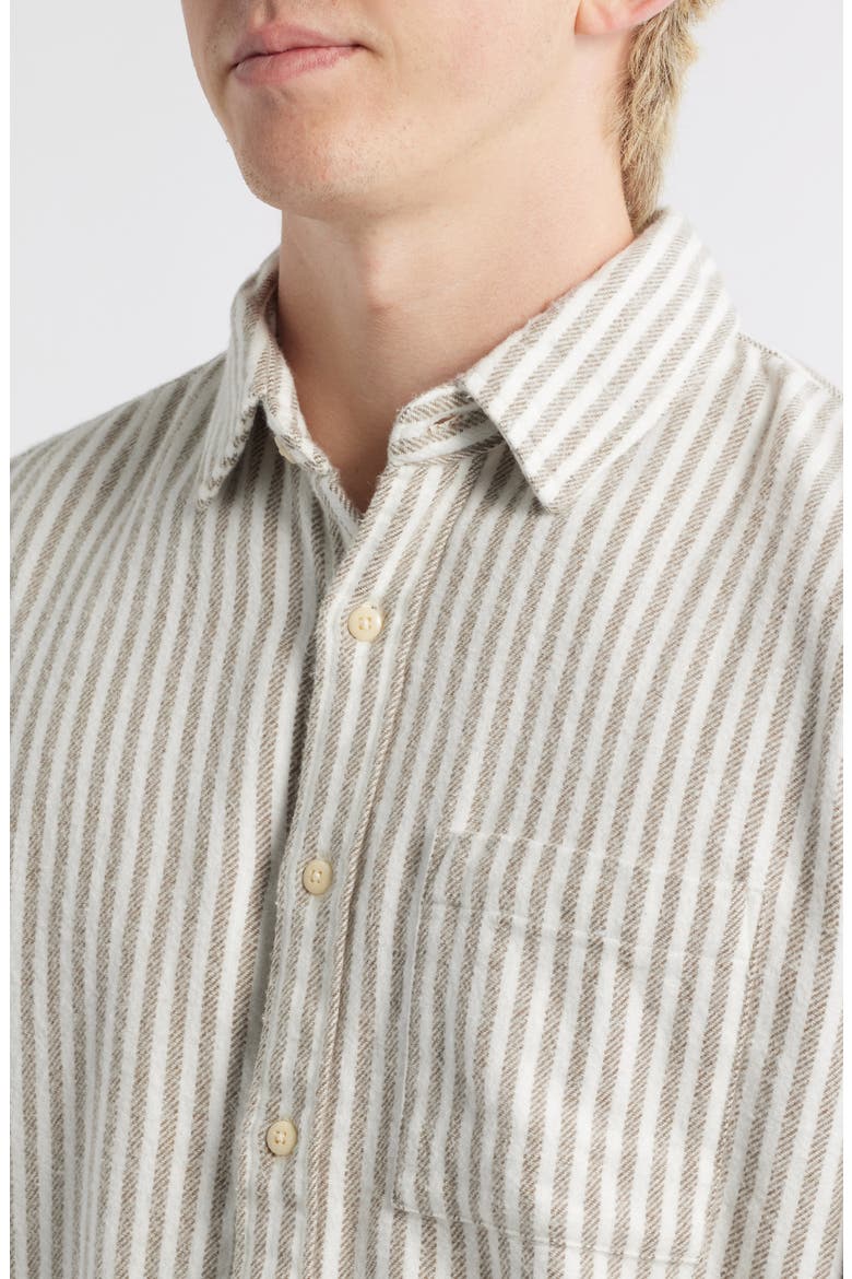 Cloud Stripe Organic Cotton Flannel Button-Up Shirt, Alternate, color, HONEY LINES