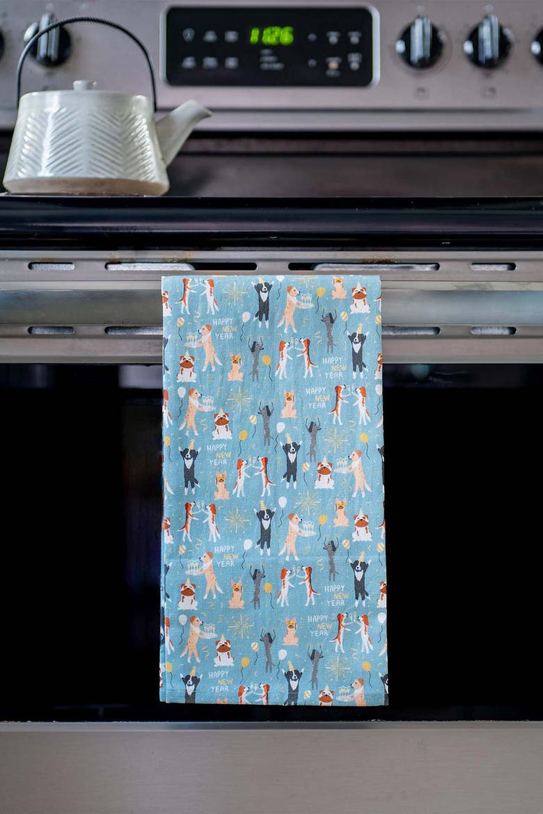 Dog Kitchen Towels, Alternate, color, Reindogs & New Year Pawty